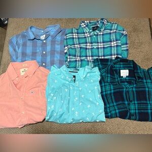American Eagle Hollister Men’s Size Large Button Up Flannel Lot of 5 Excellent